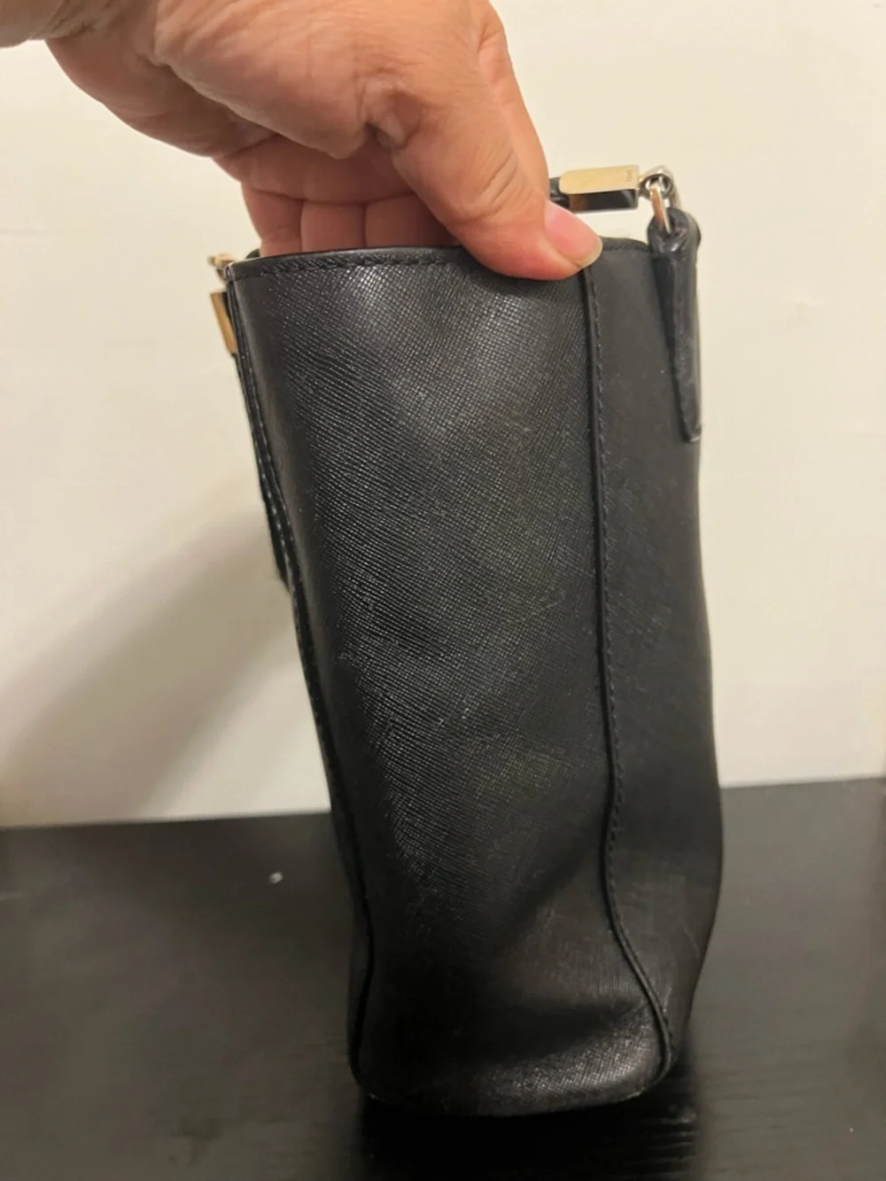 Coach Black Saffiano Leather Tote with Gold-Tone Hardware